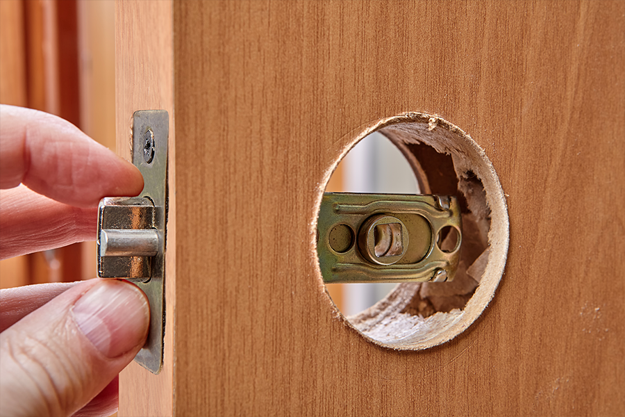 new lock hole preparation for residential door Austin TX